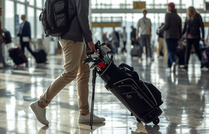 golfer-traveling-with-golf-clubs-at-airport